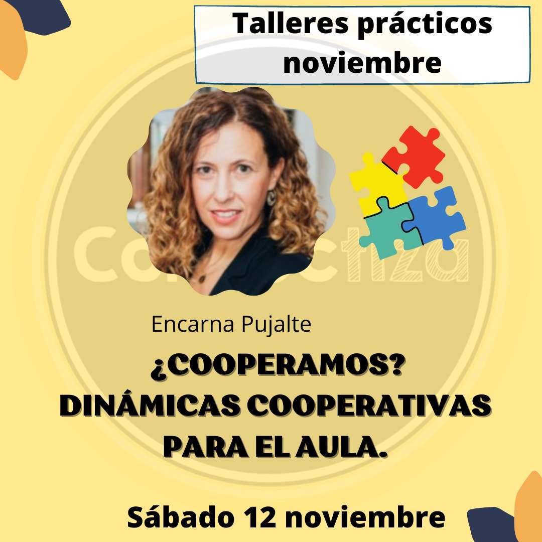 Este sábado seguimos los TALLERES PRÁCTICOS de noviembre con el de #AprendizajeCooperativo de la mano de <a href="/encarteacher/">Encar teacher</a>. ¡No te lo pierdas!

INFO ▶️ connectiza.es

#Connectízate