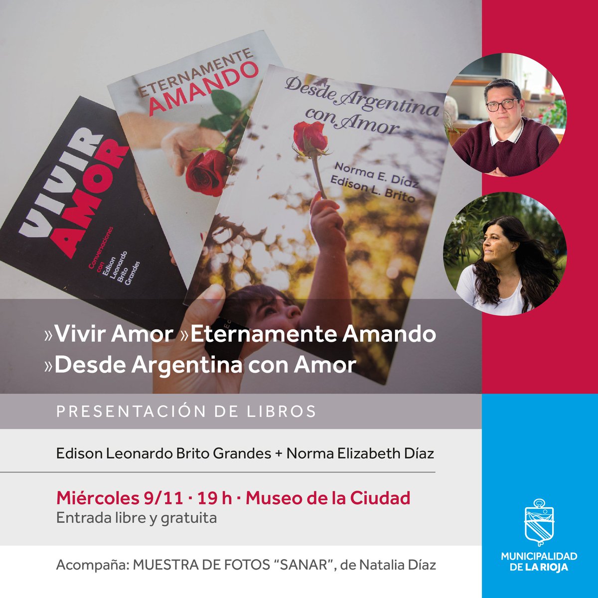 Acompañamos la presentación de las obras de Norma Díaz y Edison Brito Grandes, en el Museo de la Ciudad.👏🏻📚

Además se reeditará la muestra fotográfica Sanar, de Natalia Díaz.📷

Los invitamos a formar parte.🙌🏻