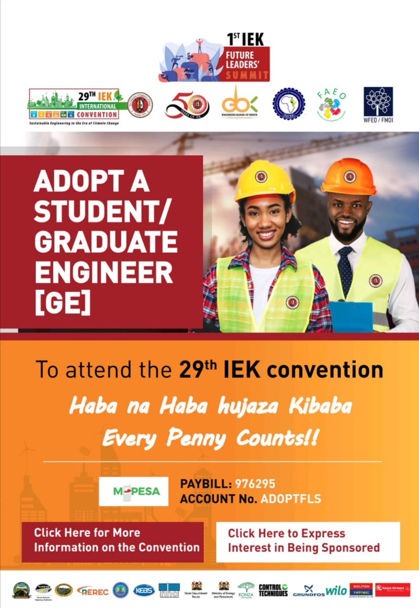 KilatyaLilian's tweet photo. Calling for support for this @IEK FLC campaign towards sponsoring young engineers to attend the 1st Future Leaders Summit, while increasing your brand awareness and visibility. see link 👇 on further information.
https://t.co/KKrabErd8J
#TheFutureisPresent
#IEK_FLC_Activities https://t.co/SeyKbeS16s