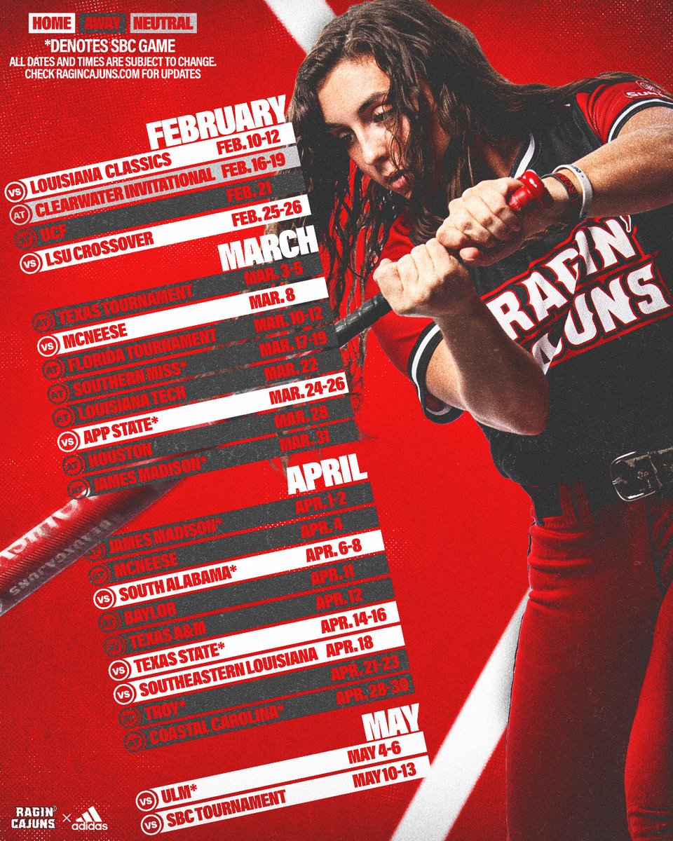 🔒 𝐋𝐎𝐂𝐊 𝐈𝐓 𝐈𝐍

Our Spring '23 itinerary. 📆

📰 ragncaj.co/sb23

#GeauxCajuns ⚜️