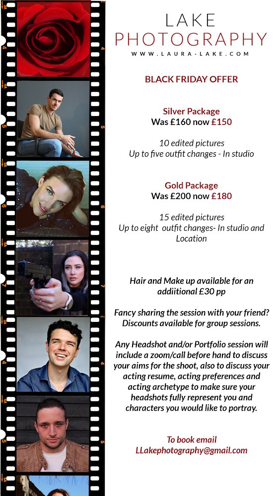 lauralake_'s tweet photo. Fun fact… I also do photography! And I’m having a BLACK FRIDAY SALE!! Dm to book your next headshot session! 🥳🌹📸 #headshots #actors #actor #actress #british #blackfridaysale #sale #performer https://t.co/8YabR3yxnd