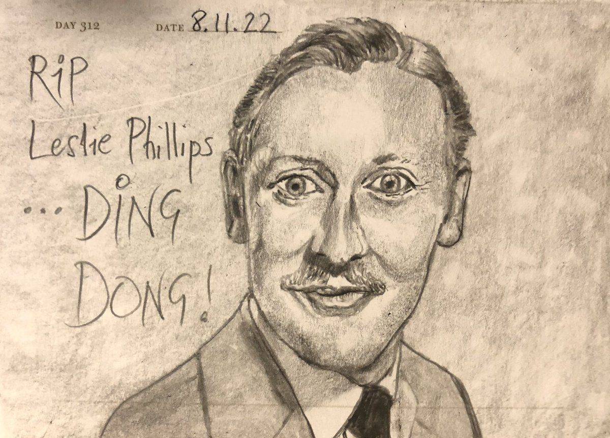 One Sketch A Day 8.11.22
‘RiP Leslie Phillips…DING DONG’
Born: 20.4.24 Died: 7.11.22
#riplesliephillips #lesliephillips #comedyactor #actor #dingdong #portrait #onesketchaday #sketchbook #visualdiary #art #illustration #pencilsketch