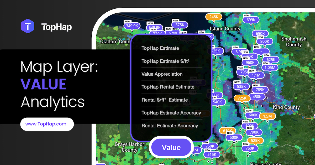 tophapinc's tweet photo. TopHap Value Analytics Layers enable you to quickly analyze property values and see trends for streets, neighborhoods, and areas in an easy-to-visualize format. See for yourself at https://t.co/3VqSZHC6iy! #tophap #realestate #realestateagent #realestatebroker #realestateinvestor https://t.co/mbZp1qI2gP