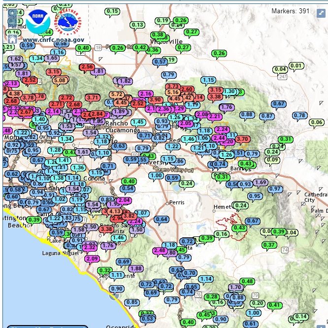 NWS San Diego on Twitter "Rainfall totals past 24 hours (mostly today