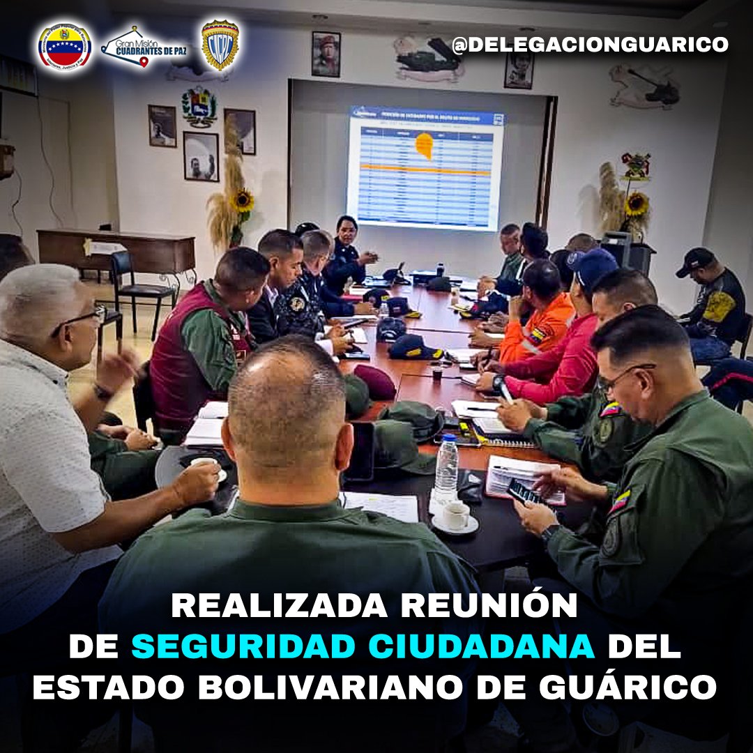 delegaciongrc's tweet photo. Realizada reunión de seguridad ciudadana donde fueron planteados análisis de incidencias delictivas y estrategias en materia de seguridad. Contó con la presencia del C/G Endy Suarez, Jefe de la Delegación Estadal Guárico y las distintas autoridades de los organismos de Seguridad https://t.co/X0CD8ZBgZO