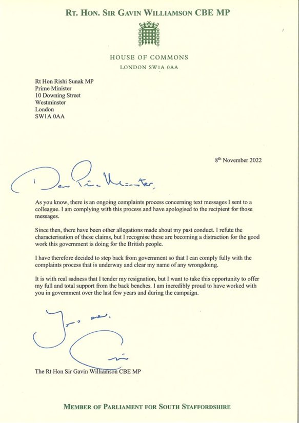 PippaCrerar's tweet photo. 💥Gavin Williamson quits saying he wants to “comply fully” with complaints process and “clear my name” of bullying allegations https://t.co/gSK5lTPVtr