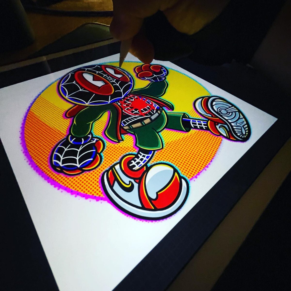 Haunted_Humans's tweet image. Finished this Miles Morales piece up!  I’ll be posting the process video later. #MilesMorales #SpiderMan