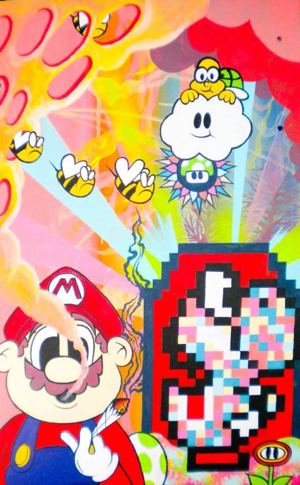 DustinDerego's tweet photo. @NintendoFanArt my 2013 Mario Tribute painting... 420 friendly! #nintendo #mariobrothers #supermario #pixelart #fanart #yoshi #mario #psychedelic #dustinderego #deregoart #dreamteam https://t.co/zKBfGfHom4