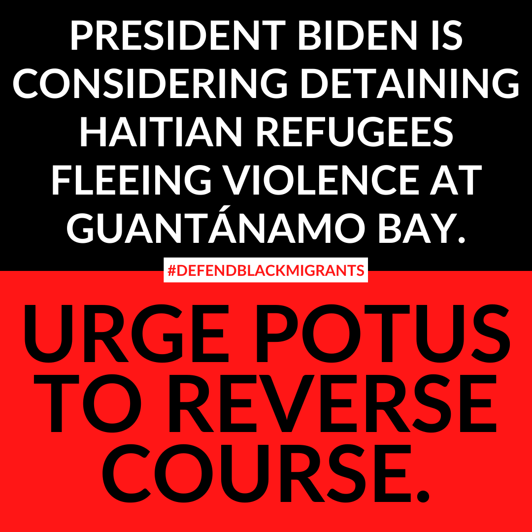 ALIANZAAMERICAS's tweet photo. .@POTUS, it’s time to end racist policies and treat Black migrants with dignity rather than planning ways to stop them from seeking refuge by detaining them either at Guantánamo Bay or other detention centers. https://t.co/unnksZc7tm