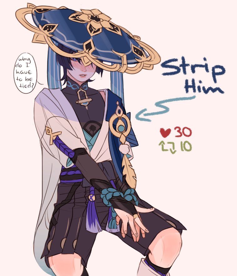 Shionzuzu's tweet photo. I also wanted to join the dynamic but with Scaramouche hahaha. Will he be completely without garments? 👀✨

#Scaramouche #Wanderer #Genshinlmpact #原神 #stripthegenshin https://t.co/XLRYqyv9i1