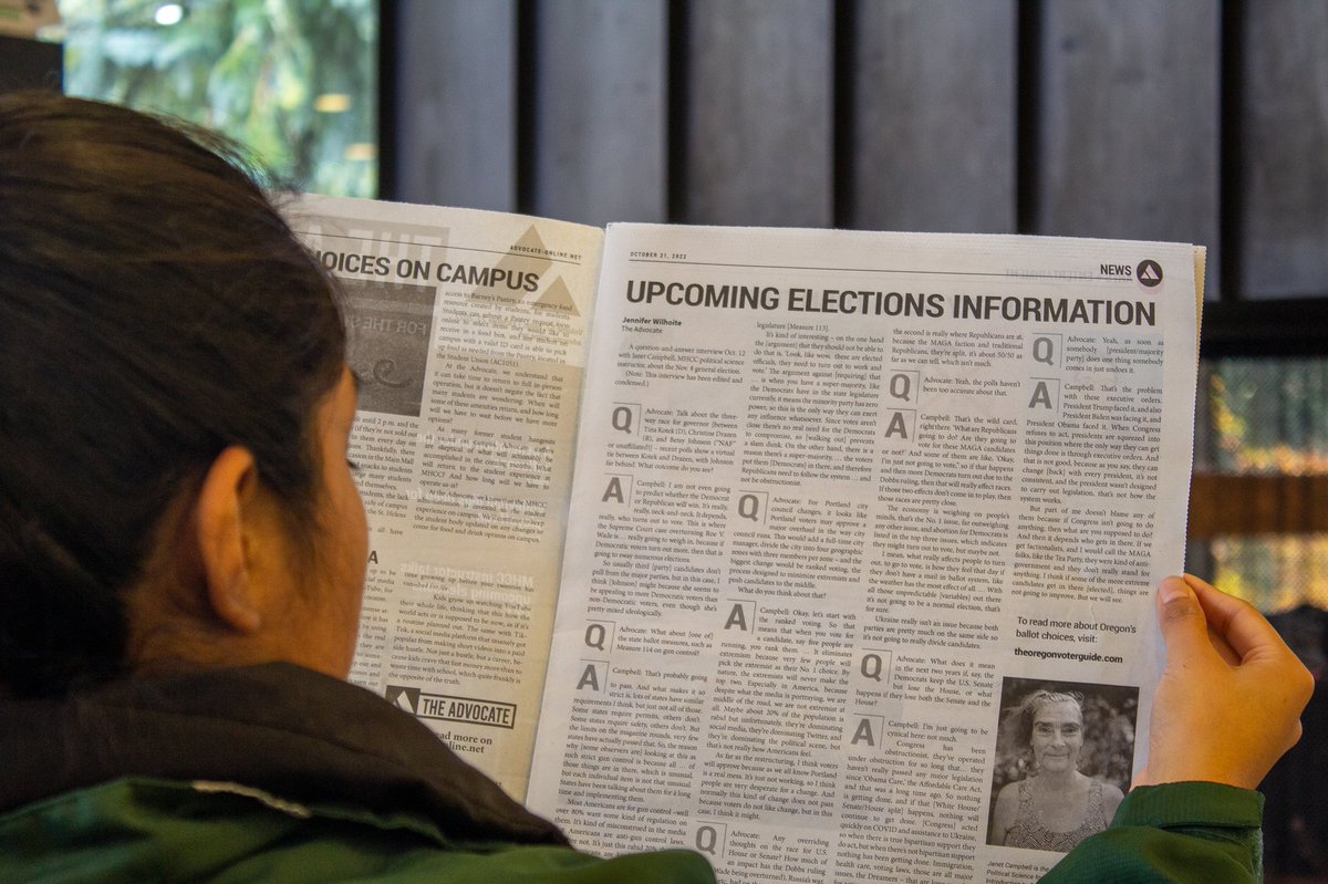 mhccadvocate's tweet photo. Staff contributor, Jennifer Wilhoite conducted a Q&amp;A interview with Janet Campbell, MHCC political science instructor about the general election. Read this story in The Advocate printed issue from October 21st to learn more https://t.co/mmrHPDpSWg

#vote #college #ElectionDay https://t.co/8VftKCbBwQ