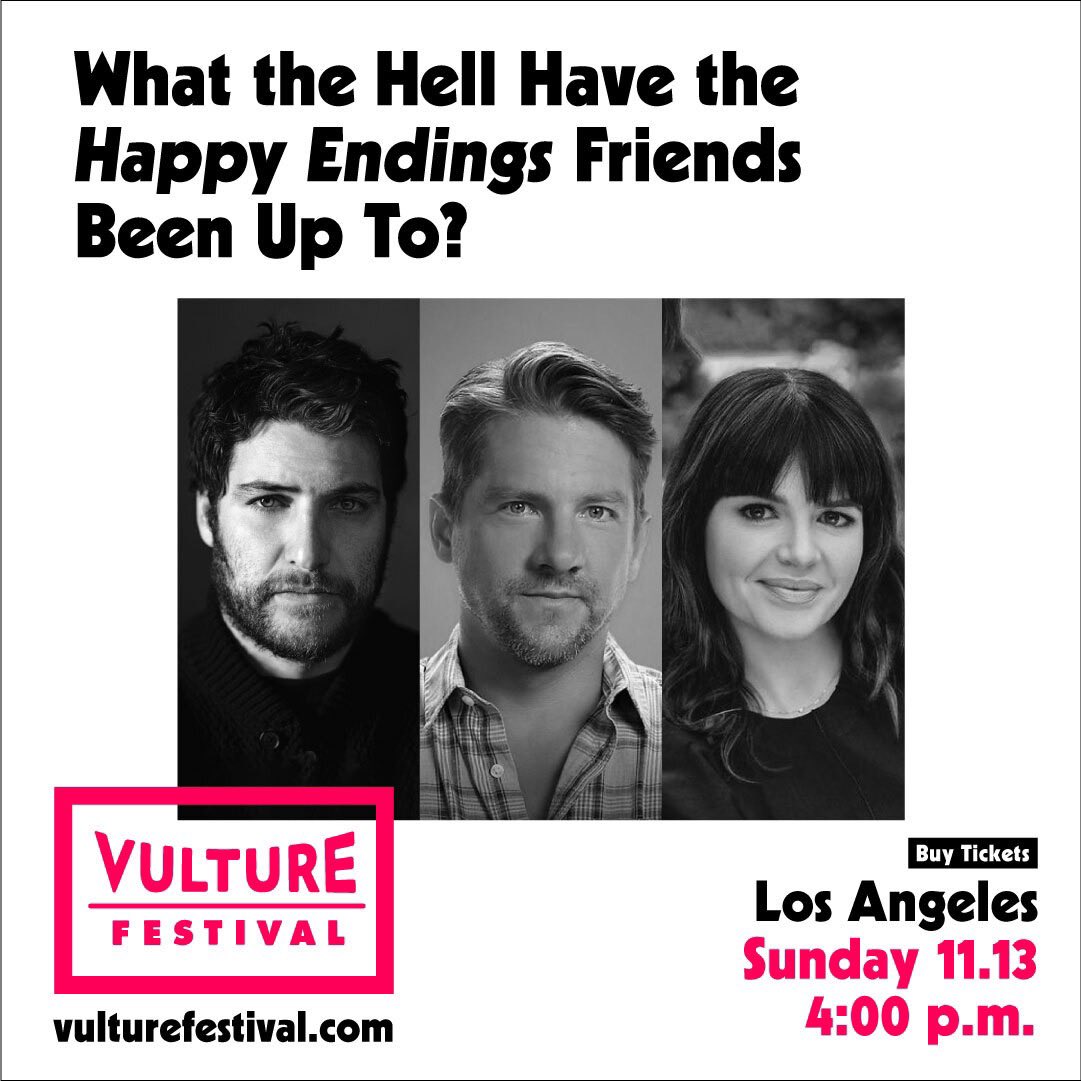 Ever wonder what happened to the crew of Happy Endings? Well, wonder no more. We’re picking things up where we left off with cast members @adampally, @ZachKnighton and Casey Wilson. Find out what they’ve been up to all this time. Grab tickets at vulturefestival.com