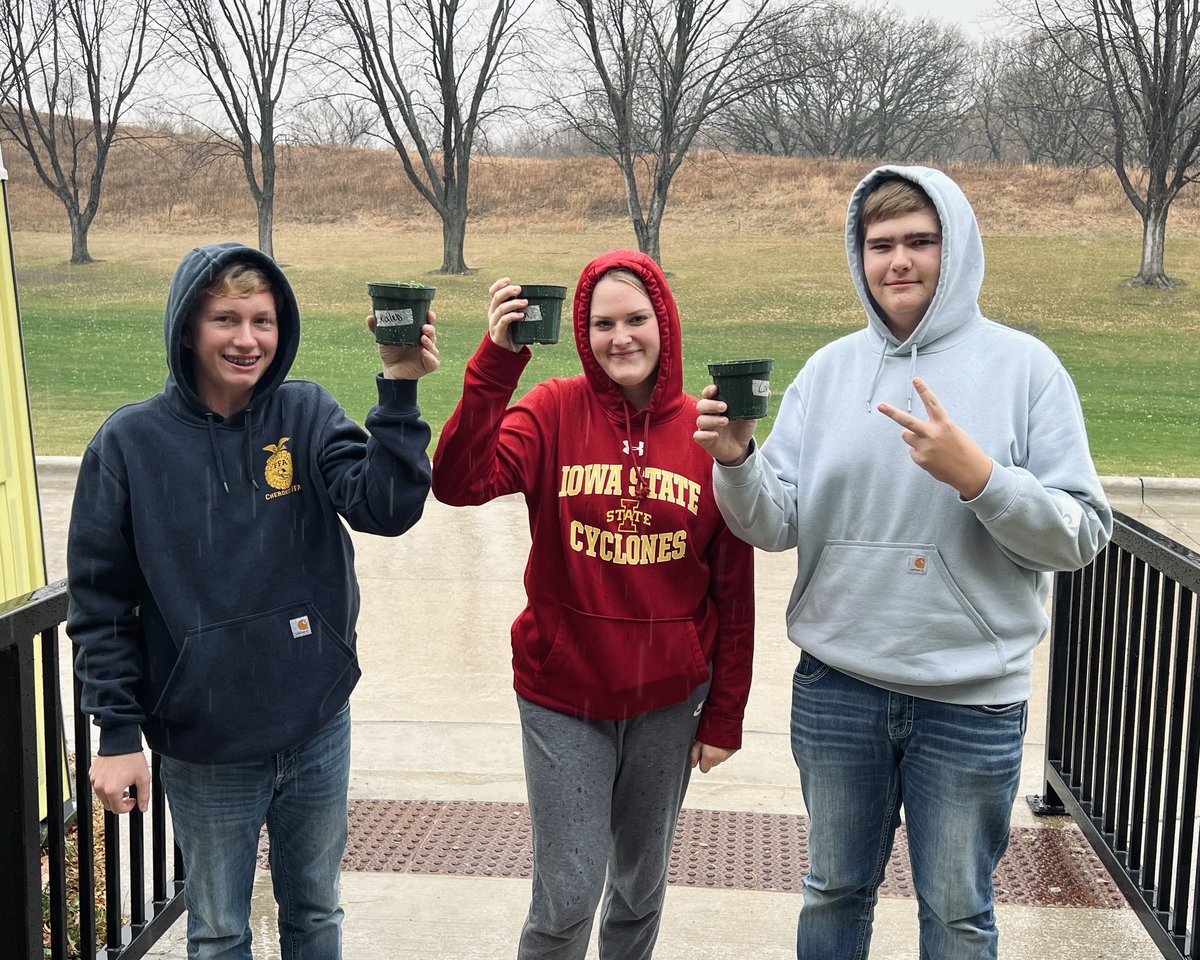 Watering our plants with the rain today 🌱🌧️ 
#TeachAg
<a href="/WHSBraves01/">Cherokee Community School</a>