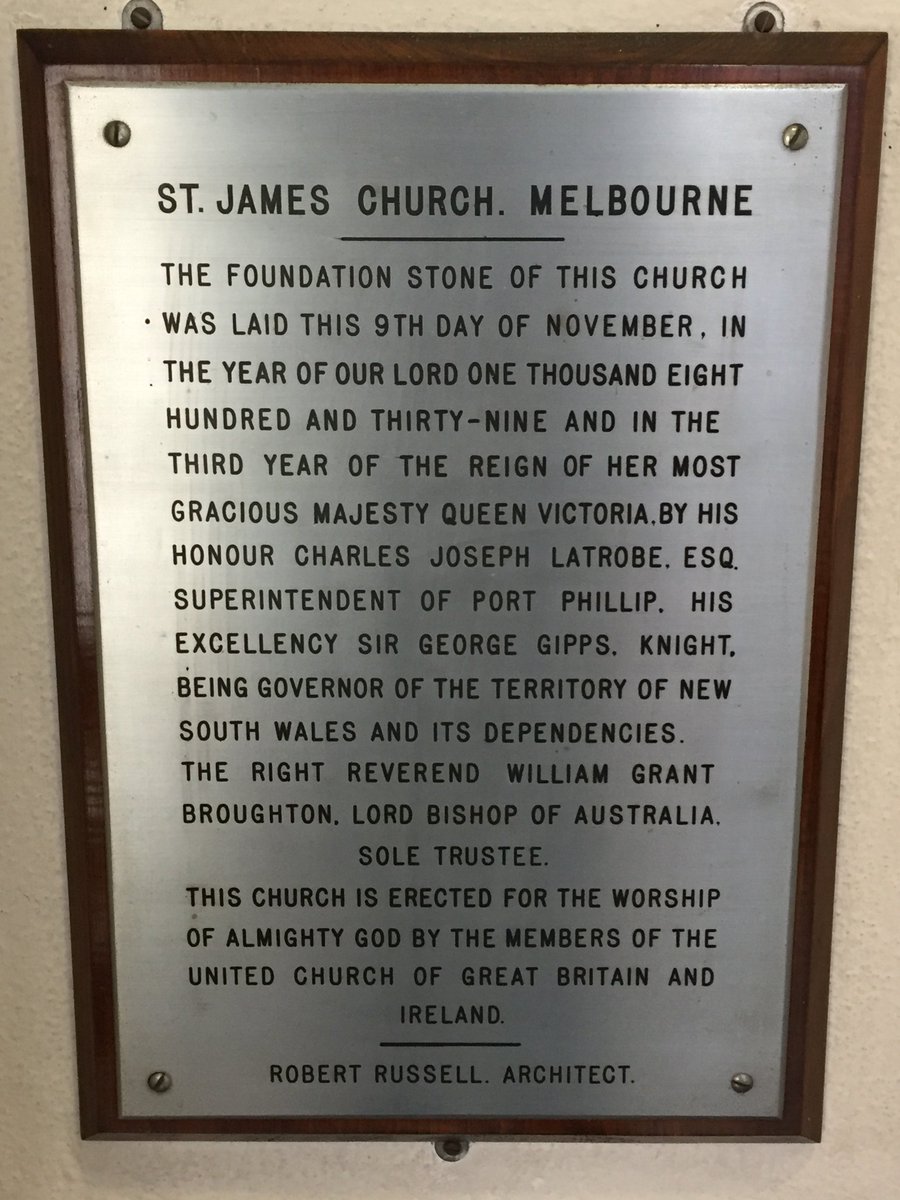AustAnglican's tweet photo. 9 November 1839: the foundation stone is laid for St James' Church, Melbourne - "oldest Church in Melbourne" - by Port Phillip Superintendent Charles LaTrobe. #anglican #183years Re-opened on a new site 19 April 1914, now St James' "Old Cathedral" https://t.co/uPIEmDUluK