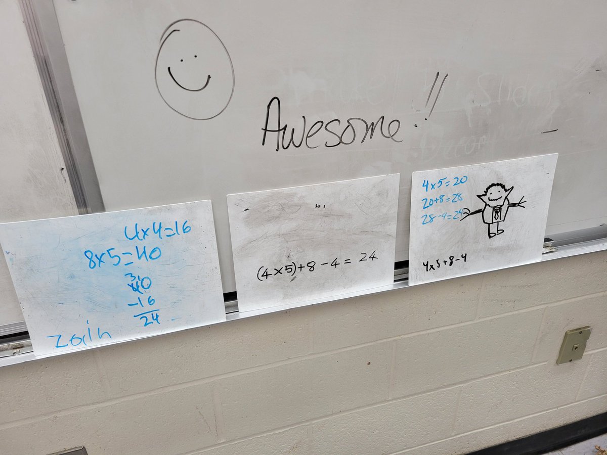 Lots of engagement with our 
Make 24 warmup.
"I bet I can find another way Mrs Sandford!!!"
Love it when students play around with numbers and find more than one solution...😎
#iteachmath #HRCEmath