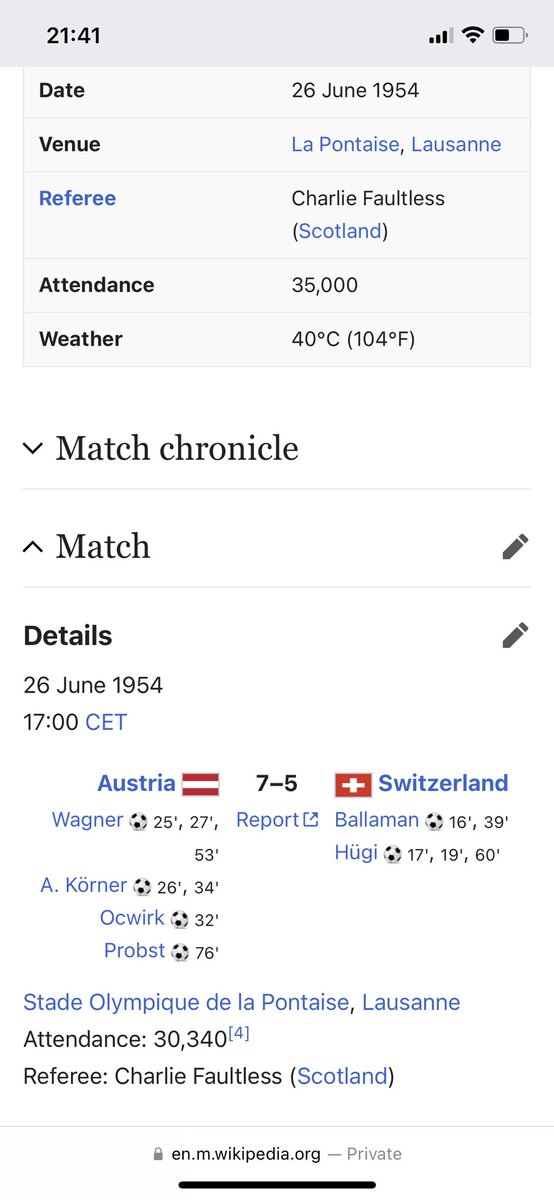 WorldCupStatsGo's tweet photo. 12 days till the WorldCup party 🎉 

12 goals Austria 🇦🇹 and Switzerland 🇨🇭 scored when they played each other during the WorldCup in 1954.

Switzerland took a 3-0 lead within 20 minutes, but then Austria scored 5 goals in 10 minutes and won eventually with 7-5! 

⚽️ 🥅 🇶🇦 🙏 https://t.co/0n7Gk7ASYA