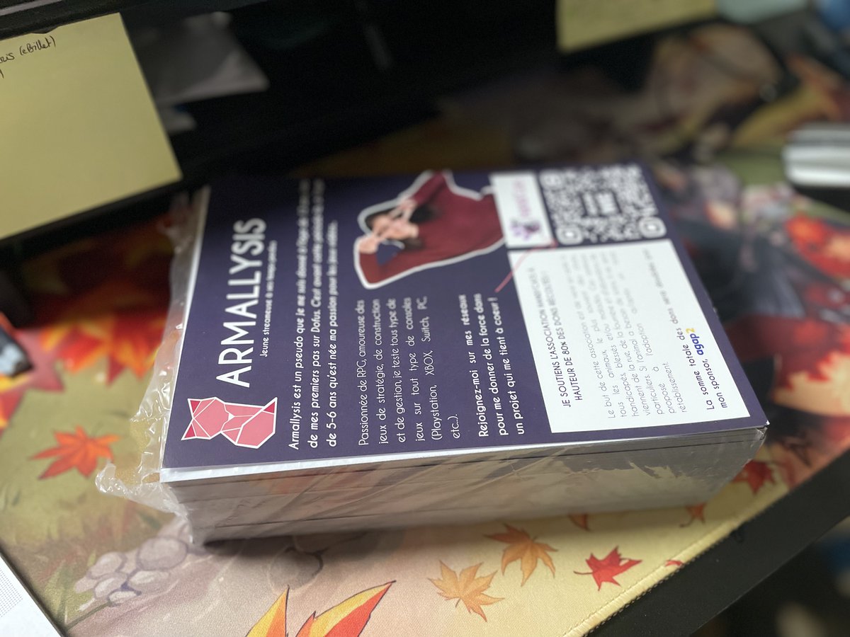 Armallysis's tweet photo. J'ai reçu les flyers pour la #GameInReims22 (J -8!). Ils parlent de ma passion pour le JV &amp; pour le #stream, mais aussi de #HandiCats, une association que je soutiens, avec l'appui de mon sponsor @agap2_france ! https://t.co/uDOvAqF93E