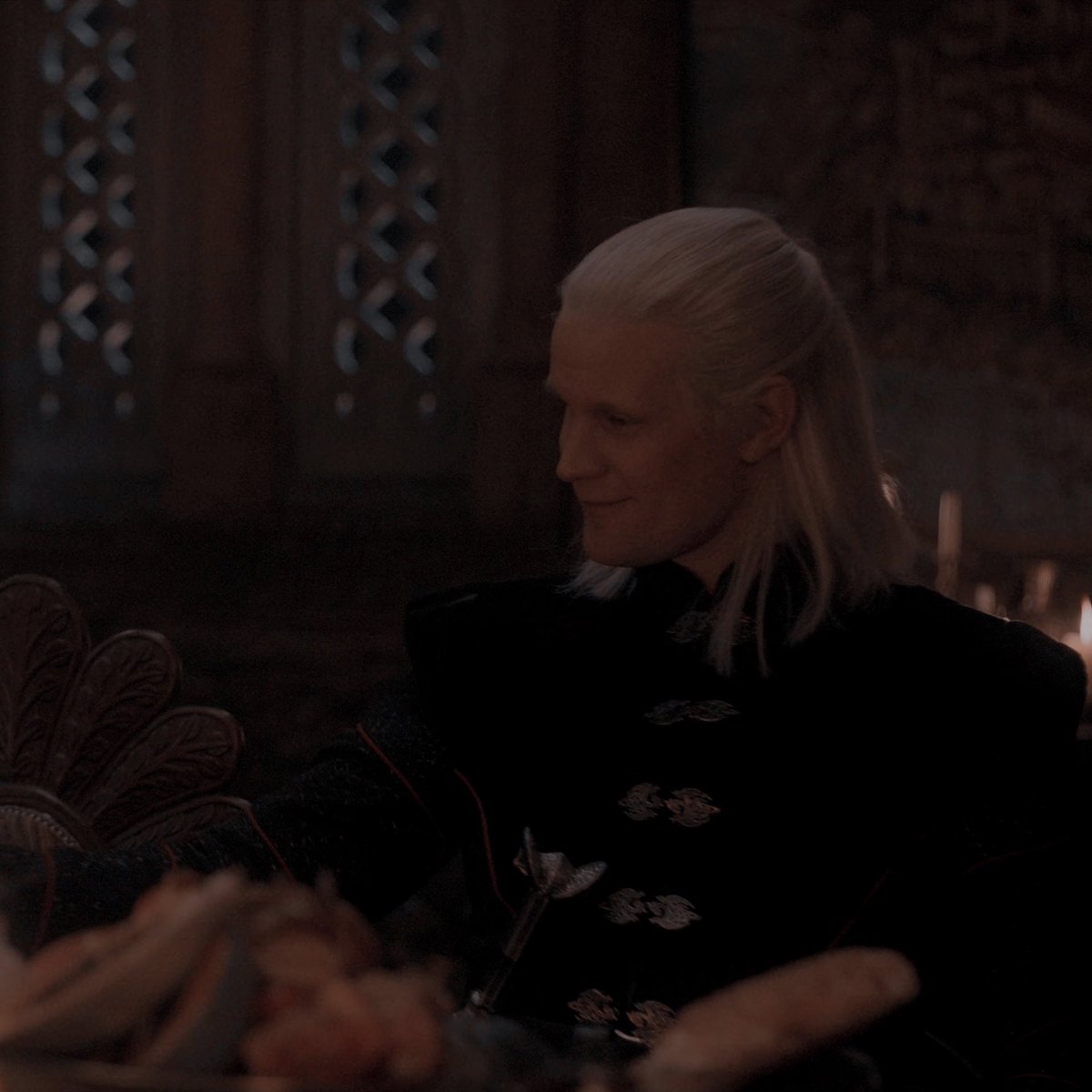 VISVNYA's tweet photo. the way daemon is looking at rhaenyra laughing . . . when my tears have dried, what will be left? https://t.co/EROEghEppy