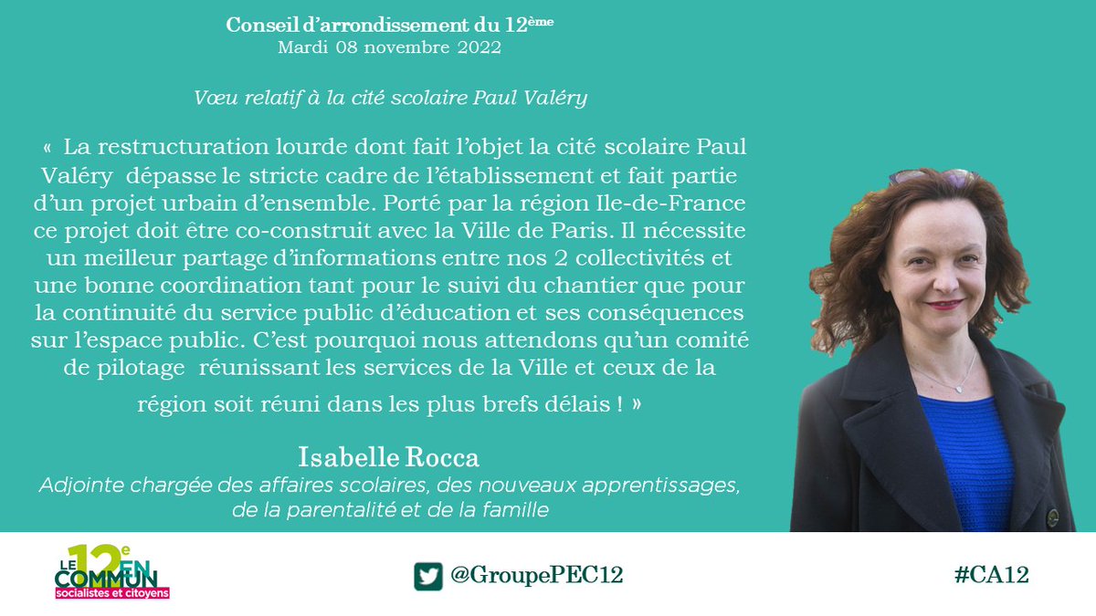 groupePEC12's tweet photo. ✅Le #CA12 a adopté le vœu proposé par le @groupePEC12 et les élu.e.s de la majorité relatif à la cité scolaire Paul Valéry
👇 https://t.co/nw65r0ElZX