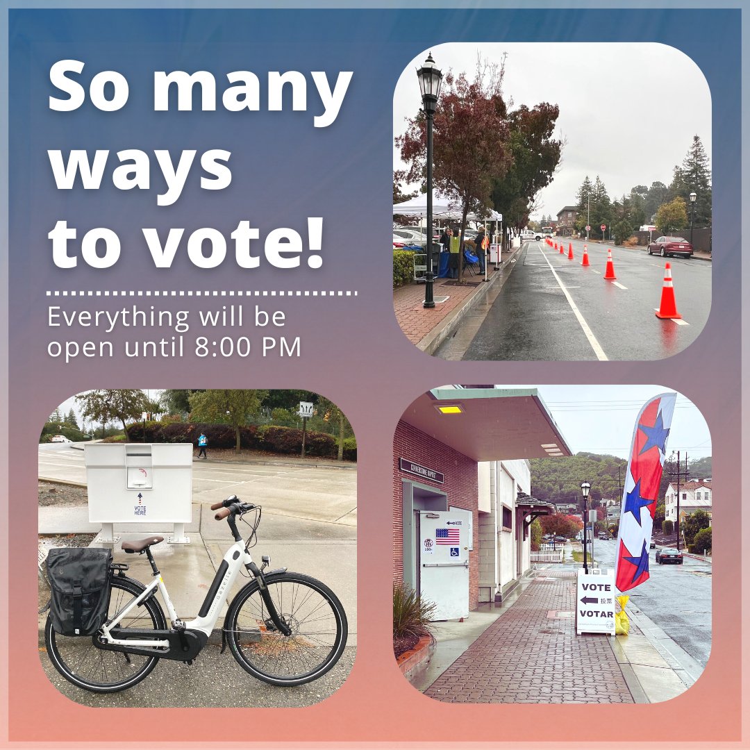 cocoelections's tweet photo. We have drive-through, drop-box and in-person available for your voting pleasure.  Don’t forget; all these options close at 8 pm today.
#CoCoVote #VoteCA #BayAreaVotes #TrustedInfo2022 https://t.co/pMulNIJMxu