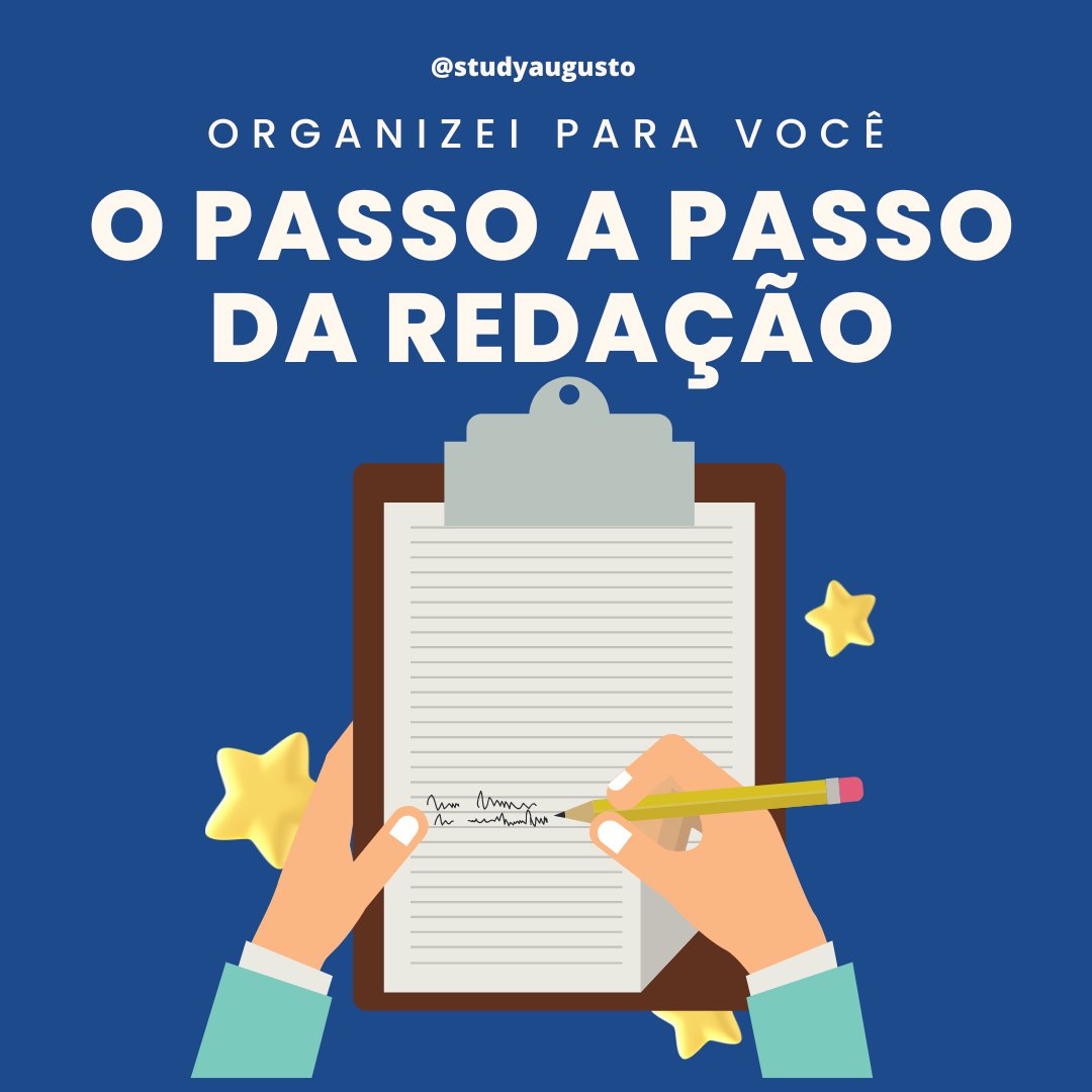 studyaugusto's tweet image. PASSO A PASSO PARA ESCREVER A REDAÇÃO DO ENEM