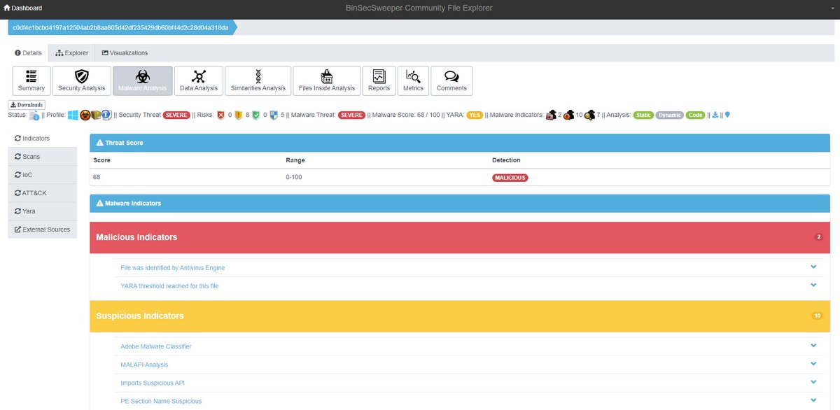 simonroses's tweet image. Assess any file threats with our advanced File Threat Intelligence Platform as never seen before! Ask demo info@vulnex.com #FileAnalysis #ThreatIntel #ThreatHunting #BlueTeam #CyberSecurity #threatintelligence @BinSecSweeper
