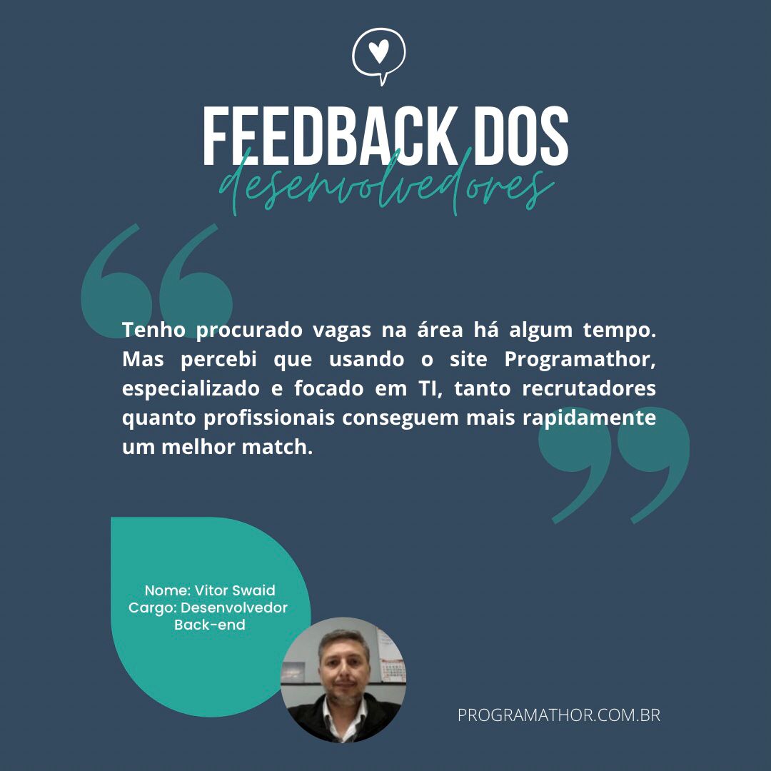 ProgramaThor's tweet image. Hoje trouxemos o depoimento do Vitor sobre sua experiência com a nossa plataforma.

Quer encontrar vagas que combinam com o seu perfil e se candidatar de forma fácil e intuitiva?  Vem pra ProgramaThor! 😉💙

#programathor #desenvolvedor