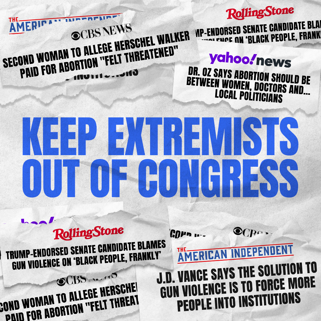 This year's slate of GOP candidates want guns everywhere and abortion access nowhere. We can't let these extremists take control of Congress. #ThisIsNotOK #Midterms2022