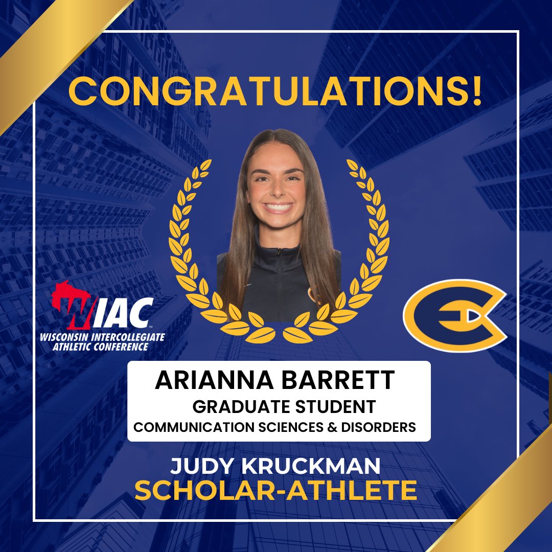 Congratulations to Arianna Barrett, the 2022 WIAC Judy Kruckman Scholar-Athlete!

wiacsports.com/news/2022/11/8…