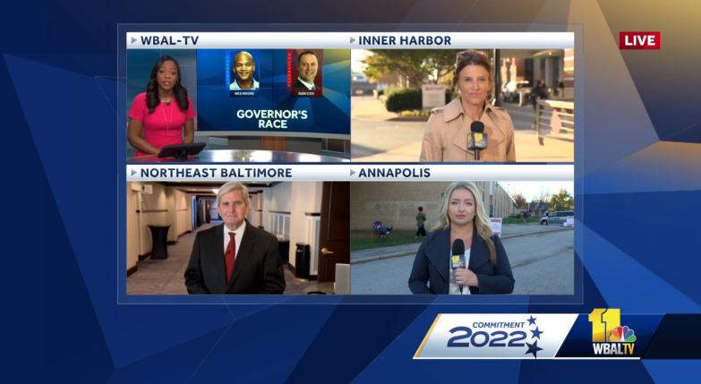 TommieClarkWBAL's tweet photo. We are ON with your #Commitment2022 news! Proud to join @KaiWBAL @dcollinsWBAL @kateamaraWBAL & the whole team this #ElectionDay! #Vote https://t.co/RCkS82ro7i