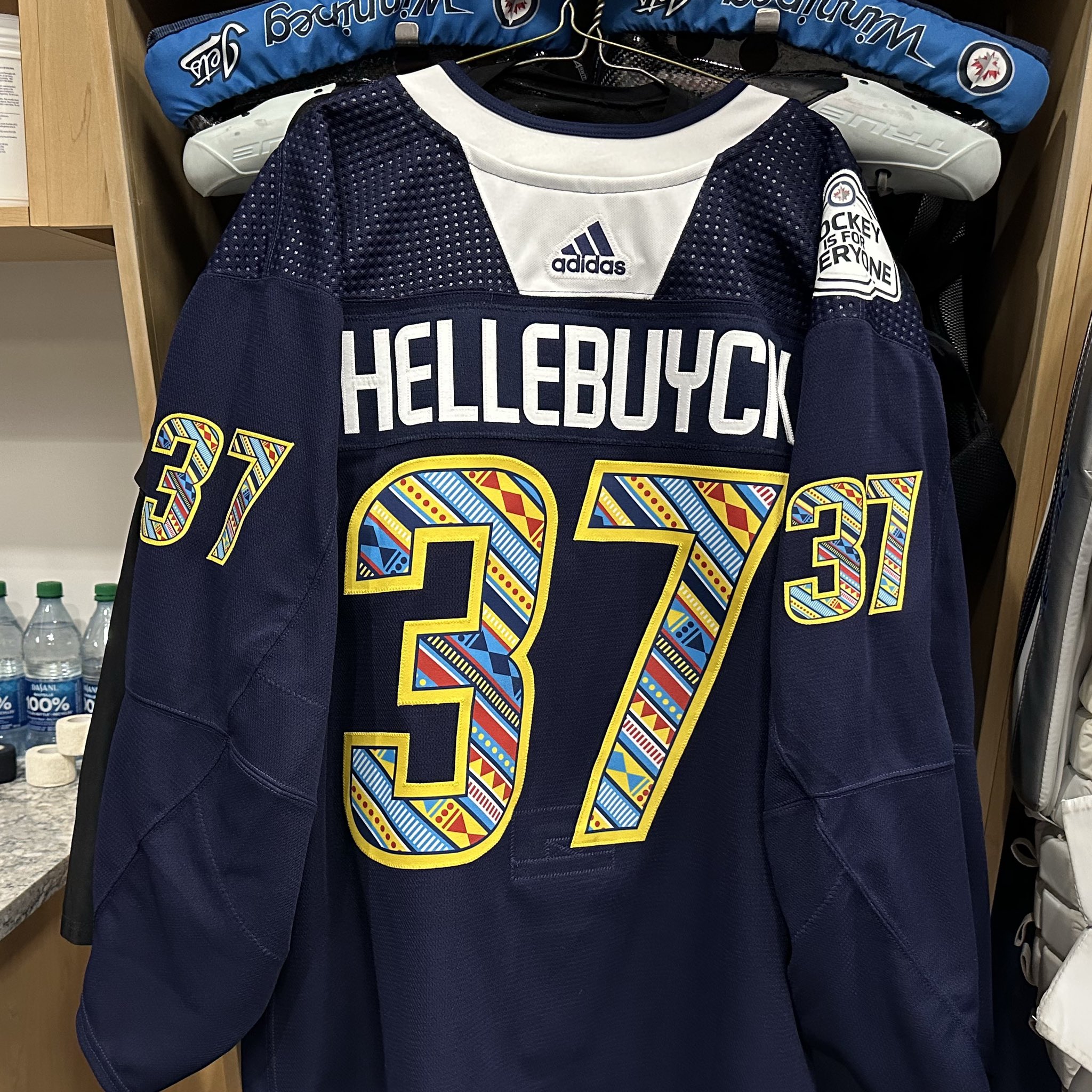 Got a pretty sweet graduation/birthday/Christmas gift. Connor Hellebuyck  game worn set 2, one of the best players to come out of my (now) alma  mater. : r/hockeyjerseys