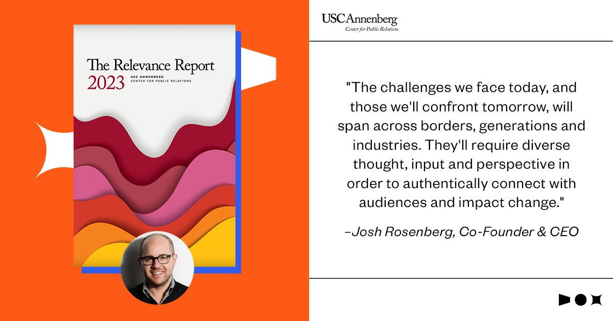 Day One Agency (@d1a) on Twitter photo D1A CEO & Co-Founder <a href="/jzrosenberg/">Josh Rosenberg</a> wrote about audacious creativity and how diverse perspectives can steer communications professionals away from the status quo for @USCCenter4PR’s 2023 Relevance Report. Read more: issuu.com/uscannenberg/d… D1A CEO & Co-Founder <a href="/jzrosenberg/">Josh Rosenberg</a> wrote about audacious creativity and how diverse perspectives can steer communications professionals away from the status quo for @USCCenter4PR’s 2023 Relevance Report. Read more: issuu.com/uscannenberg/d…