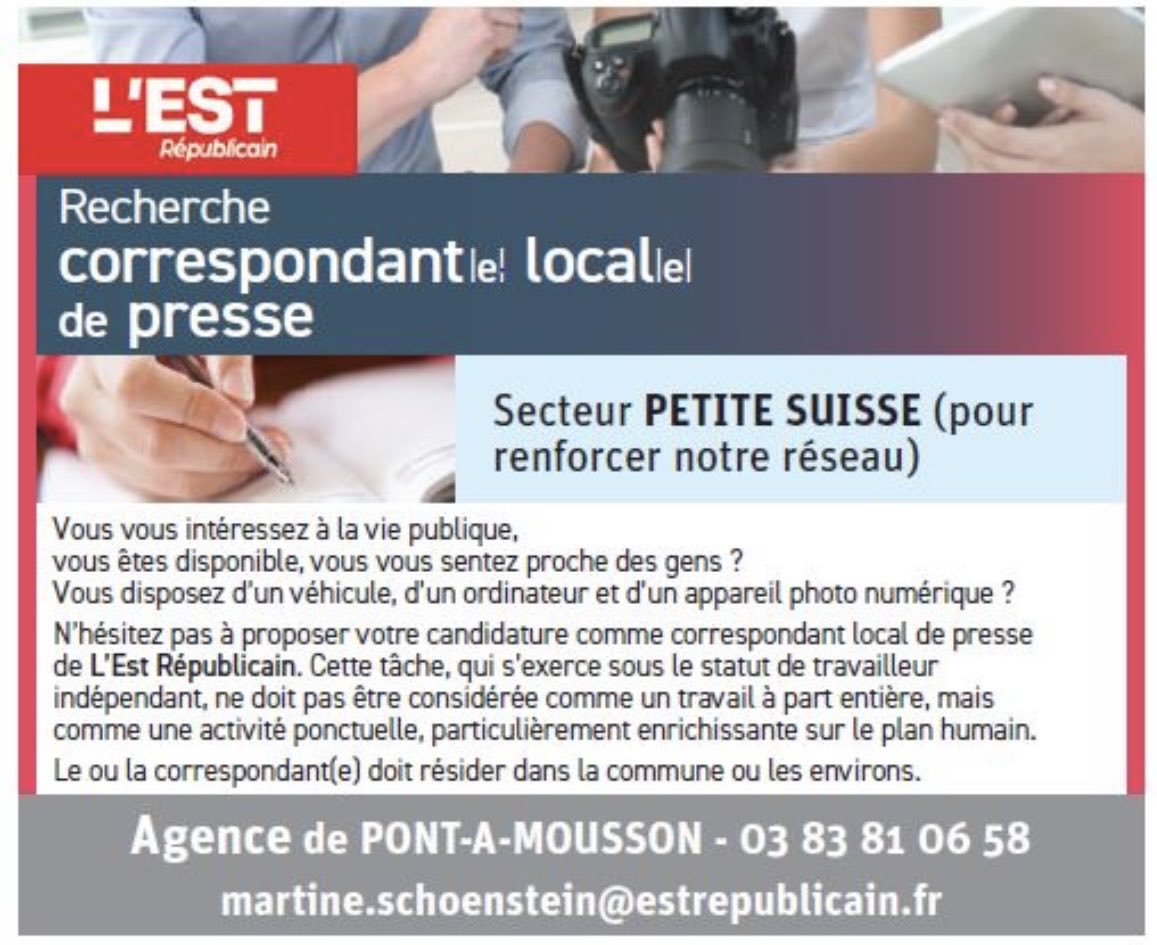 🚨Le #journal de #PontAMousson ⁦<a href="/lestrepublicain/">L'Est Républicain</a>⁩ recherche… #presse #pqr #job indépendant