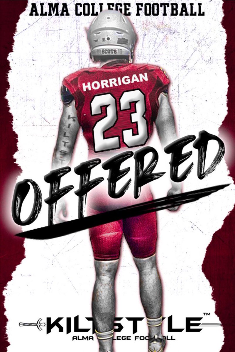 Adam Horrigan (@horriganadam) on Twitter photo Blessed to have received my first college football offer from Alma College!!! Thankful for this opportunity! 🔥🔥🔥 Go Scots!!! ⚔️
<a href="/Coach_Tahaney/">Jake Tahaney</a> <a href="/CoachP_Alma/">Jason Polmanteer</a> <a href="/CoachCouchAlma/">Jason Couch</a> <a href="/AlmaScotsFB/">Alma College Football</a> Blessed to have received my first college football offer from Alma College!!! Thankful for this opportunity! 🔥🔥🔥 Go Scots!!! ⚔️
<a href="/Coach_Tahaney/">Jake Tahaney</a> <a href="/CoachP_Alma/">Jason Polmanteer</a> <a href="/CoachCouchAlma/">Jason Couch</a> <a href="/AlmaScotsFB/">Alma College Football</a>