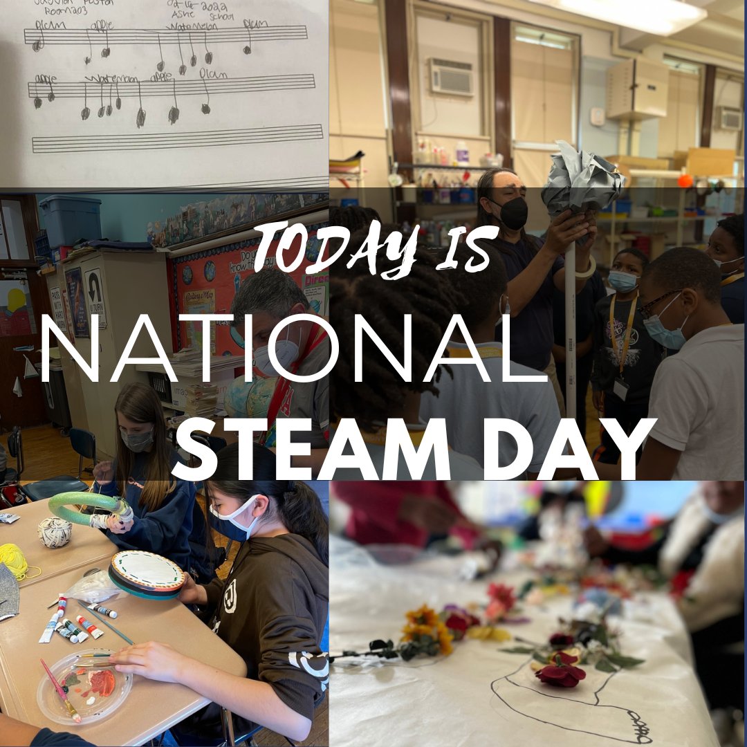 Today is National STEAM Day!  Did you know that the arts like music and visual arts help develop the creative thinking that is needed for STEAM?  Changing Worlds takes pride in being able to support STEAM by helping students increase their capacity for creative thinking #STEAM
