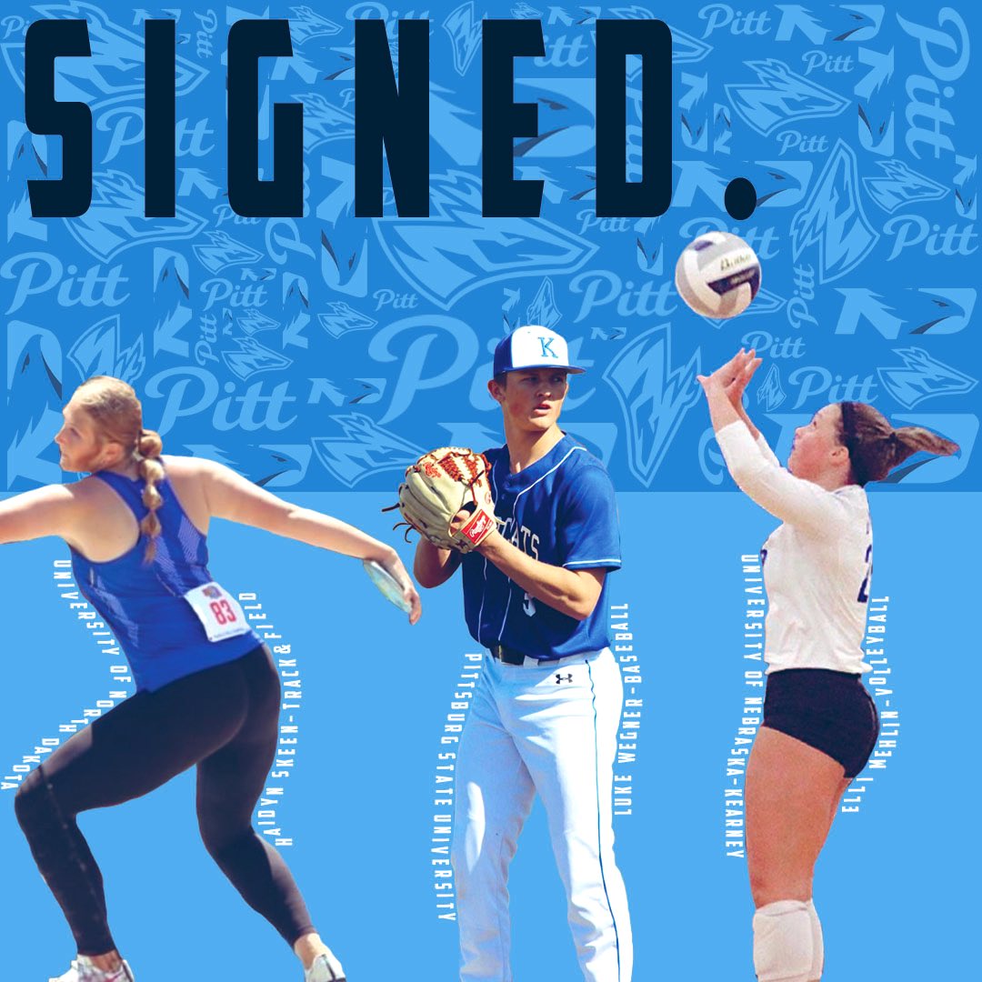 ryanhogue24's tweet photo. Attention Bearcat Nation: It’s NLI Collegiate Signing Day Time. CONGRATULATIONS to the 3 x Bearcat student athletes who will be signing tomorrow in the CHaT at 4:00pm. GO BEARCATS! @khsvolleyball @BaseballKearney @KHSGirlsTF @KearneyBearcats @KearneyHigh @KHSBoosterClub https://t.co/9kHcfomvHY
