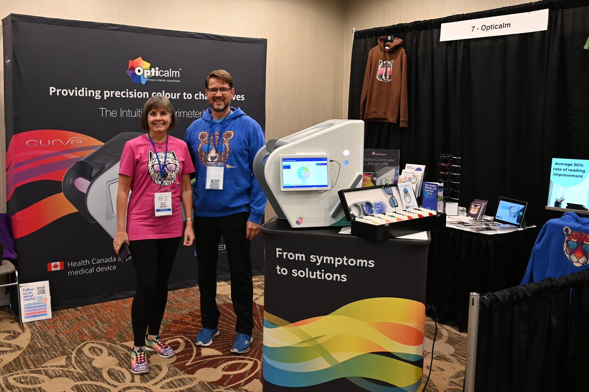KarenMonet's tweet photo. Thanks to everyone who visited our booth during the Focus ON Optics event hosted by @OOA_Frontline! 😀 We loved meeting all of you and presenting the Intuitive Colorimeter, a device used to determine if someone suffers from #VisualStress and the custom tint required to reduce it. https://t.co/zN7awnUwyU