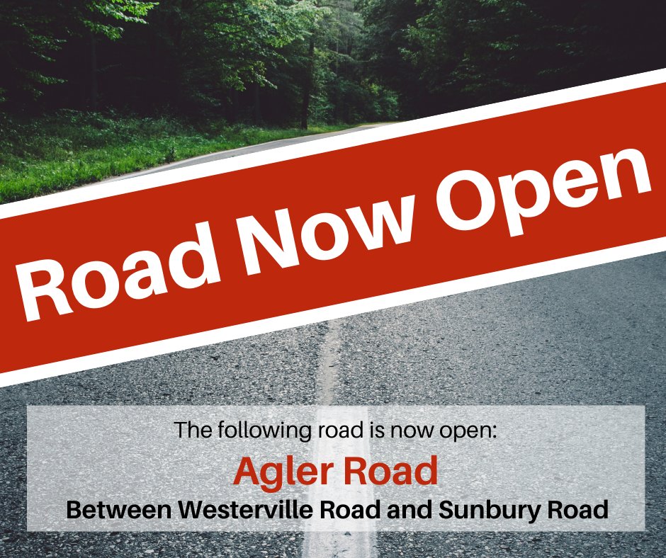 Agler Road, between Westerville Road and Sunbury Road, is now open to traffic.