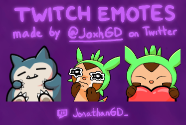 Three new emotes for <a href="/JonathanChep/">JonathanGD</a>'s Twitch channel! If anyone is interested in getting emotes please consider visiting ko-fi.com/joxh_/commissi…!