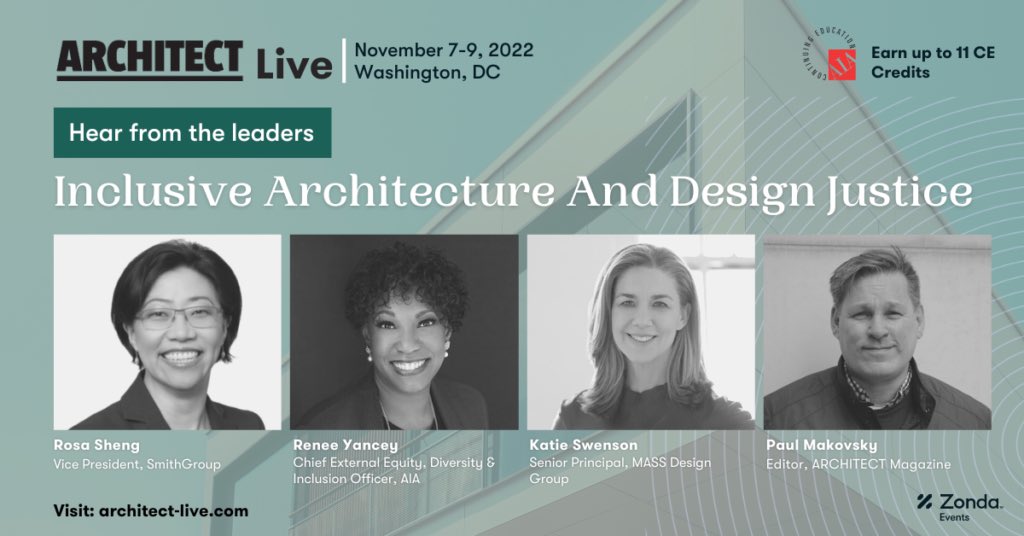 BKasdan's tweet photo. “I would like to evolve the conversation about #equity to one about #dignity & #belonging” — @RosaSheng (VP @SmithGroup) at #ArchitectLive https://t.co/8VdXDrn8MH