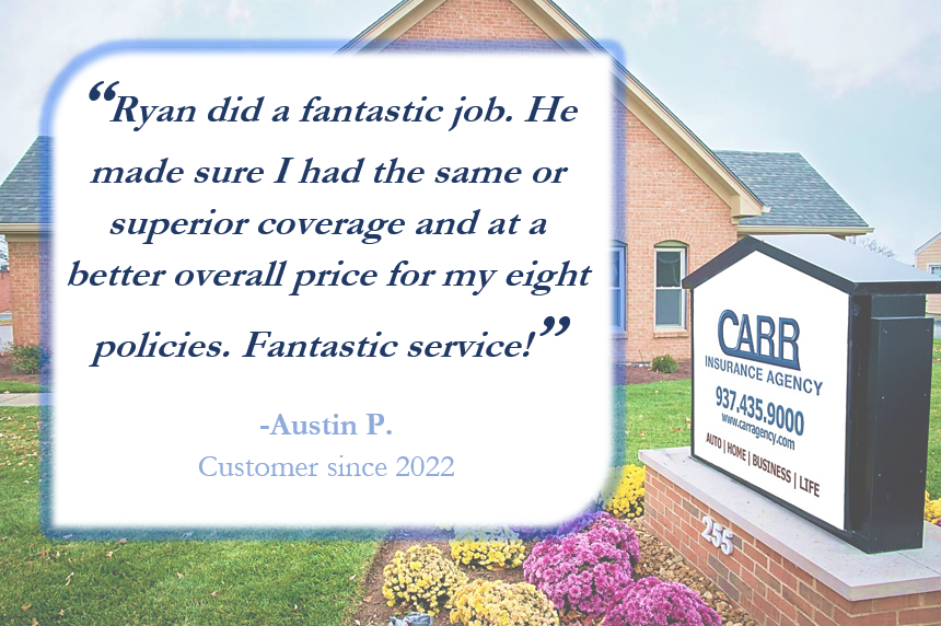 CarrInsAgency's tweet photo. This week's #TestimonialTuesday comes from our KY location! Thank you Austin!

#Insurance #AutoInsurance #HomeInsurance #LifeInsurance #BusinessInsurance #SmallBusiness https://t.co/tFaPQ5ymbq