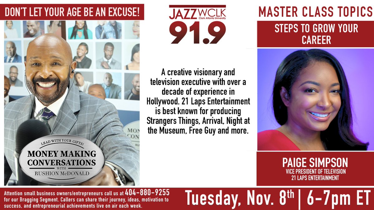 This evening I'm joined by Paige Simpson, VP of 21 Laps Entertainment. Paige’s expertise and talent in television development allowed her to create a significant career path and work with powerhouse brands like Will Packer Media, Showtime and Scrap Paper Pictures. #mmc #wclk