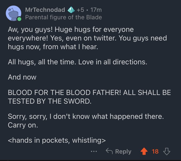 technodadreddit's tweet image. BLOOD FOR THE BLOOD FATHER