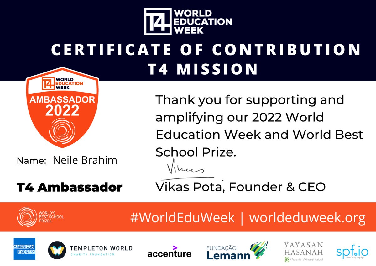 BrahimNeila's tweet photo. #T4Ambassador  #WorldEduWeek. https://t.co/HP9lutvbiQ
