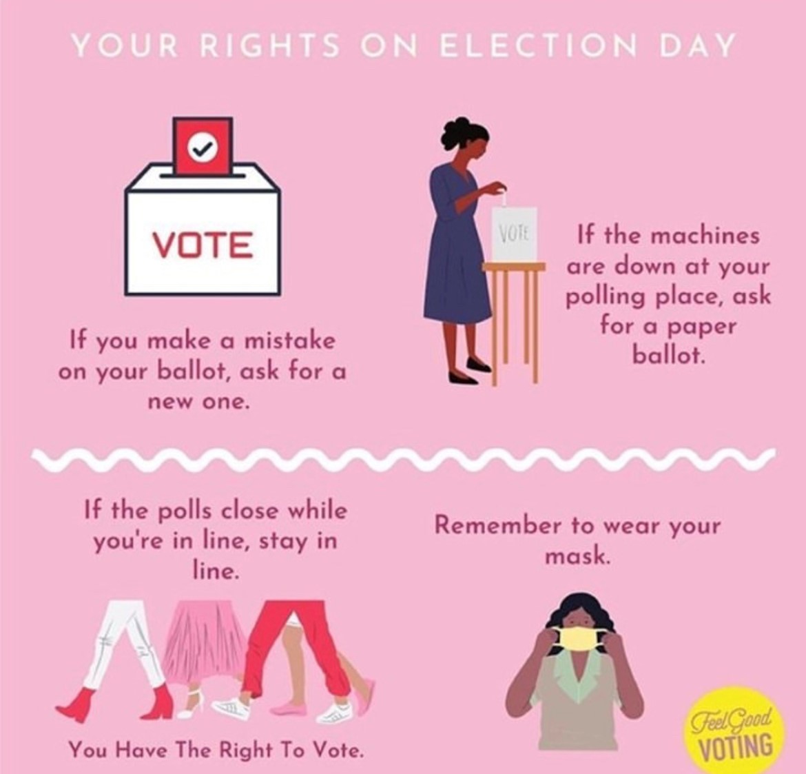 Today is #ElectionDay ! Go cast your vote and don’t forget to practice self-care! If you’d like to learn more about how or where to vote, check out this nonpartisan resource for more information: democracy.works