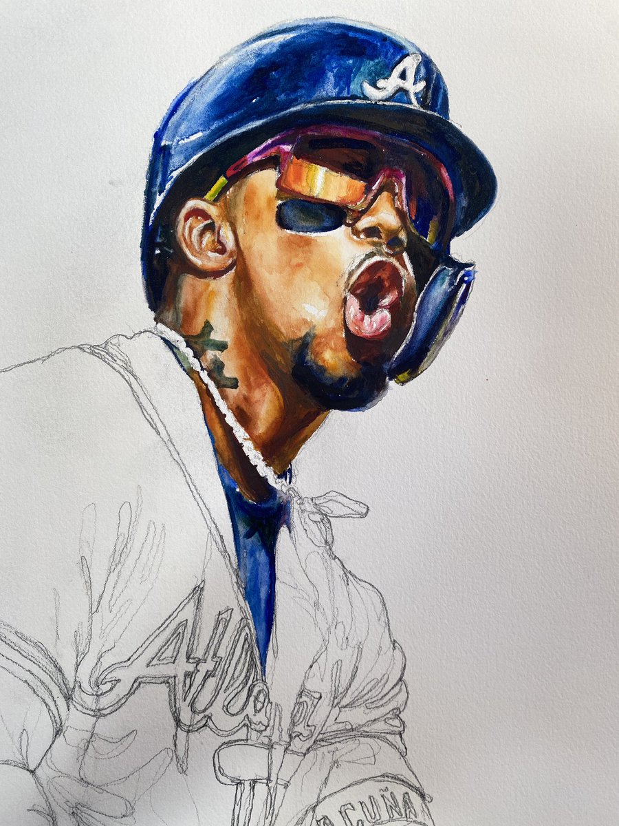 Another <a href="/ronaldacunajr24/">Ronald Acuña Jr.</a> for you. Loving how much energy is in this painting so far!