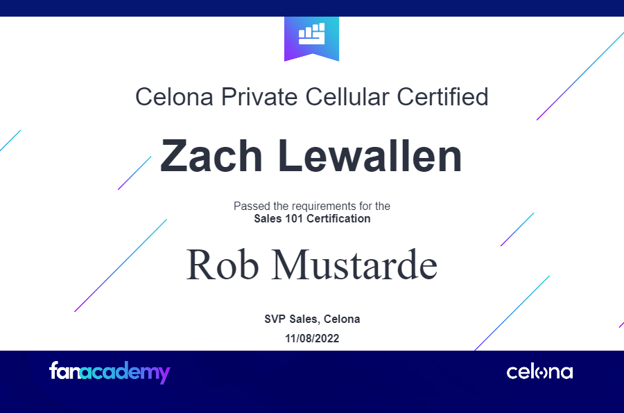 Completed Step 1 To My Celona 5G LAN Certification! <a href="/celonaio/">Celona</a> <a href="/VerizonBusiness/">Verizon Business</a> #iamVZ #5G #certification