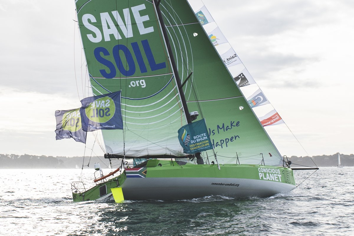 Setting off today from #France across the Atlantic #RDR22 skipper Donald whom I was fortunate to meet is sailing to raise the alarm #SaveSoil @COP27P Godspeed dear friend! Starlight never fails to illuminate the way @sail_soil @RouteDuRhum @SadhguruJV @Thom_astro #SaveSoilWave