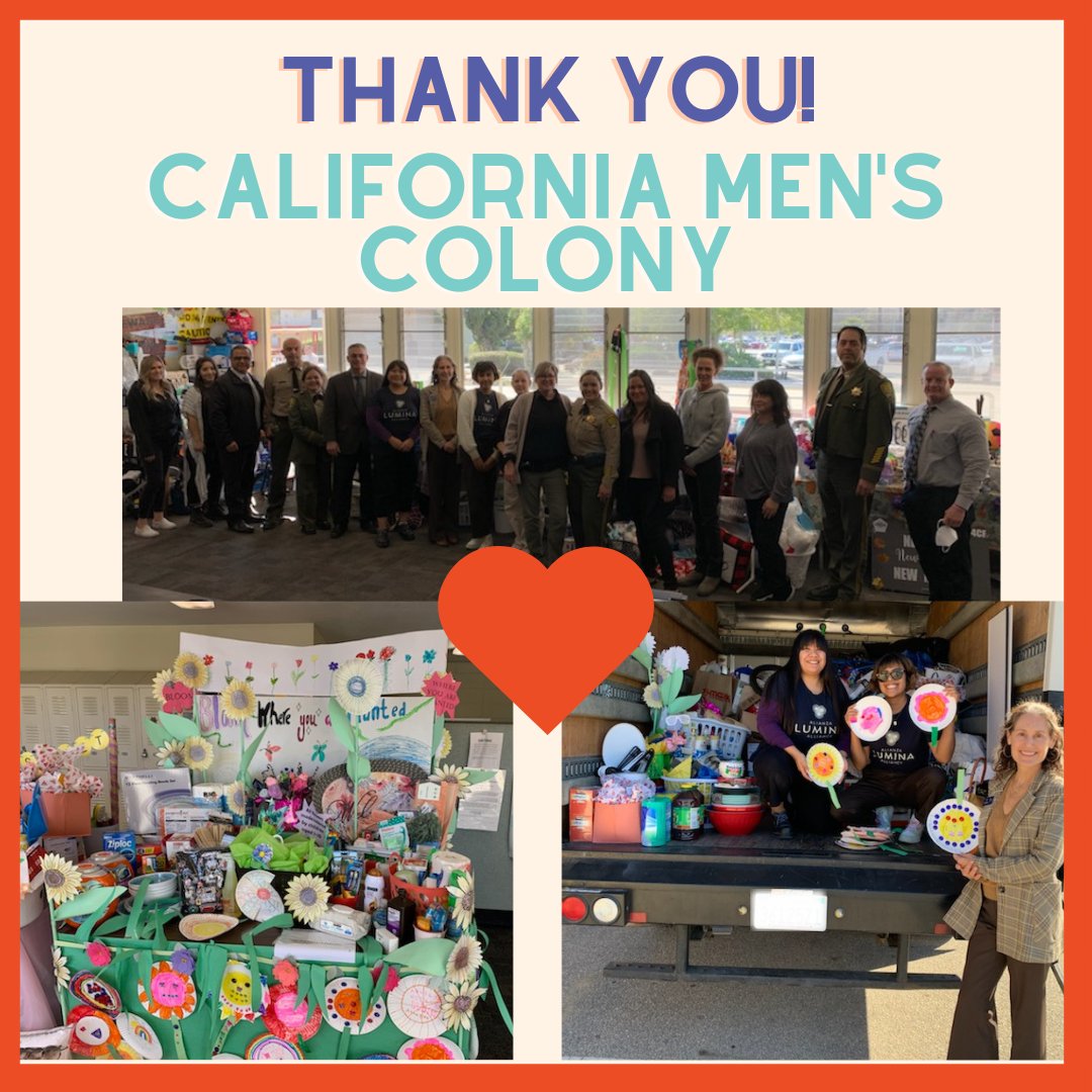 We'd like to thank the California Men's Colony for making us the beneficiary of their donation drive! Our services benefit all those in need in SLO county including those incarcerated.
