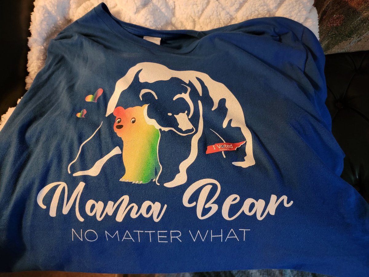 AshleyM12152007's tweet photo. Although I live in a very conservative state/city I still wore my mama bear shirt to vote all blue for my daughter, our community, and the rights of us all. #VoteBlueToSaveDemocracy https://t.co/T63TQZ94bb